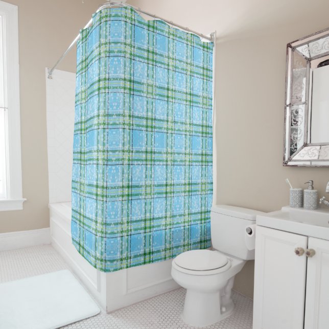 Rideaux De Douche Motif Tartan à carreaux de neige d'hiver  (En situation)