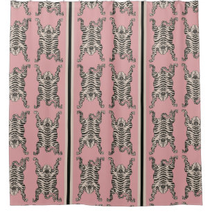 Rideaux De Douche Motif Tibétain rose rayé
