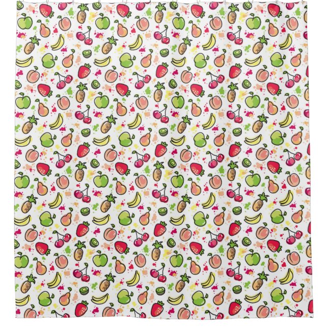 Rideaux De Douche motif tiré par la main de fruits (Devant)