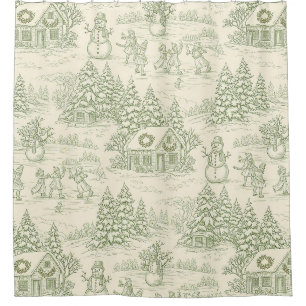 Rideaux De Douche Motif Toile Classique Sage Campagne d'Hiver