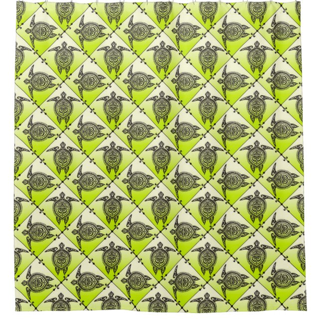 Rideaux De Douche Motif Tortues de mer chamaniques - vert (Devant)