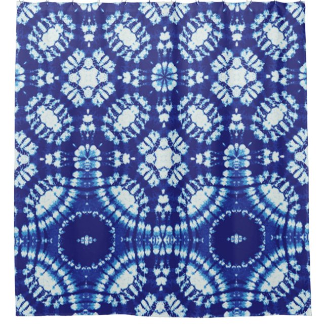 Rideaux De Douche Motif traditionnel japonais bleu Tie Dye (Devant)