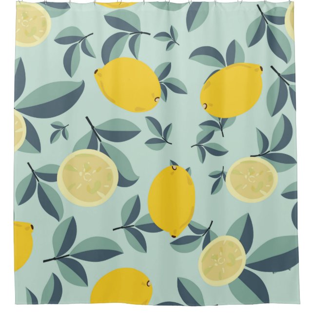 Rideaux De Douche Motif transparent tropical avec citrons jaunes (Devant)