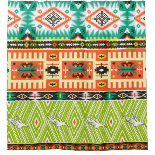 Rideaux De Douche Motif tribal transparent avec éléments géométrique