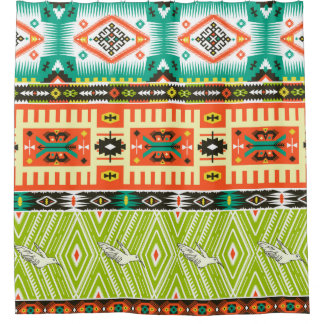 Rideaux De Douche Motif tribal transparent avec éléments géométrique