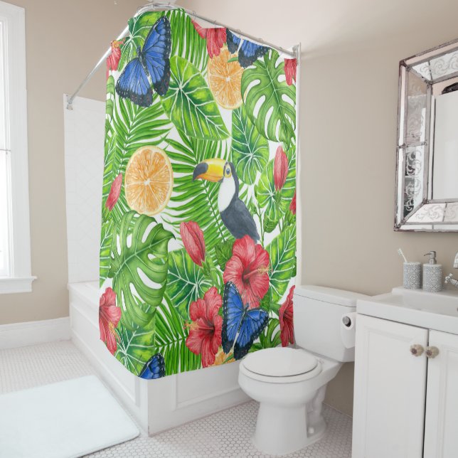 Rideaux De Douche Motif tropical (En situation)