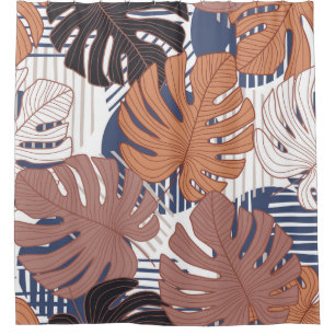 Rideaux De Douche Motif tropical avec feuilles monstères exotiques