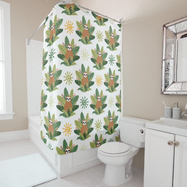 Rideaux De Douche Motif tropical de paresse (En situation)