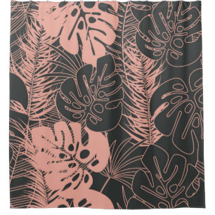 Rideaux De Douche Motif tropical transparent en été avec monstera pa