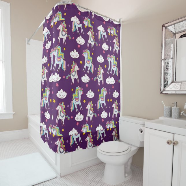 Rideaux De Douche Motif Unicorn Funny Magic Horse (En situation)