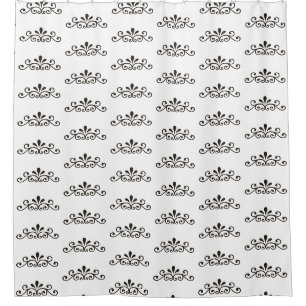 Rideaux De Douche Motif vectoriel floral gris élégant sur fond blanc