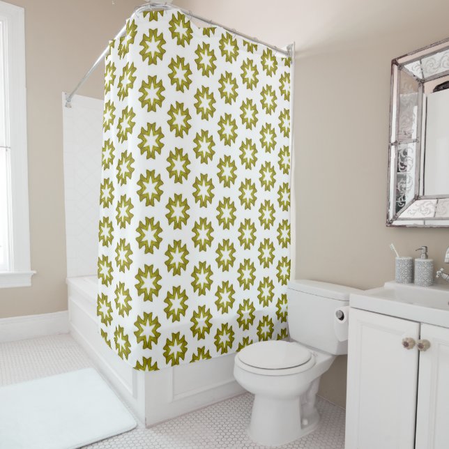 Rideaux De Douche Motif vert olive (En situation)