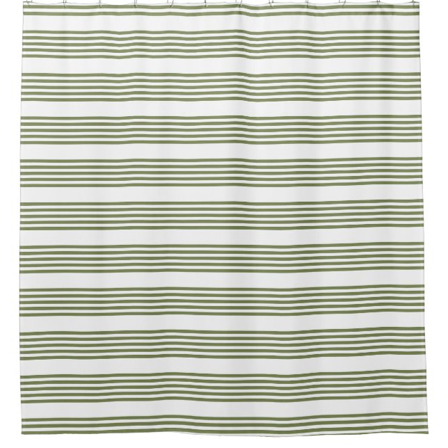 Rideaux De Douche Motif vert olive et blanc cinq bandes (Devant)