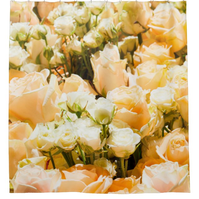 Rideaux De Douche Motif vertical de roses blanches. anniversaire, re (Devant)