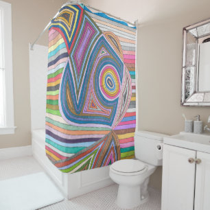 Rideaux De Douche Motif vibrant à rayures géométriques abstraites