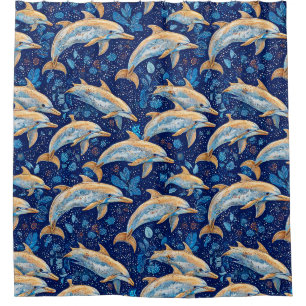 Rideaux De Douche Motif vibrant des dauphins
