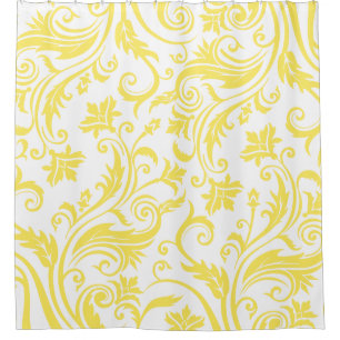 Rideaux De Douche Motif vintage blanc jaune de damassé