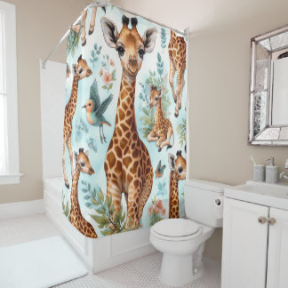 Rideaux De Douche Motif vintage Cute Baby Giraffe
