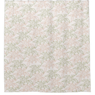 Rideaux De Douche Motif Vintage de feuille vert rose rétro
