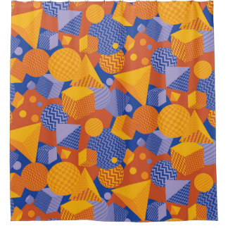 Rideaux De Douche Motif violet orange géométrique amusant