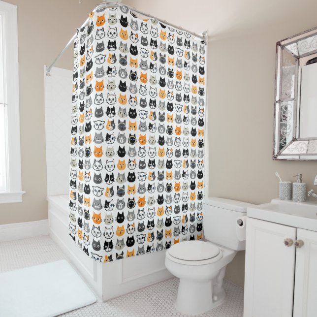 Rideaux De Douche Motif Visages de chat | Cool Kitty Cat Lover (En situation)