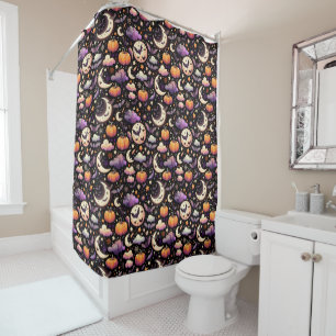 Rideaux De Douche Motif Whimsical Halloween Night Sky
