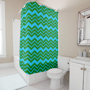 Rideaux De Douche Motif zigzag chevron bleu vert