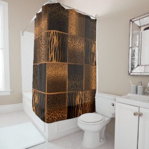 Rideaux De Douche Motifs d'animaux Safari dans des Browns dorés prof