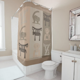 Rideaux De Douche Motifs de symboles africains modernes contemporain