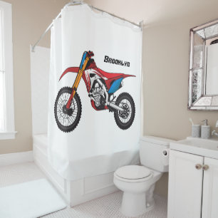 Rideaux De Douche Moto à salissures rouges