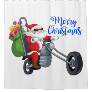 Rideaux De Douche moto de noël père Noël