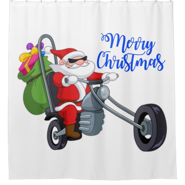 Rideaux De Douche moto de noël père Noël (Devant)