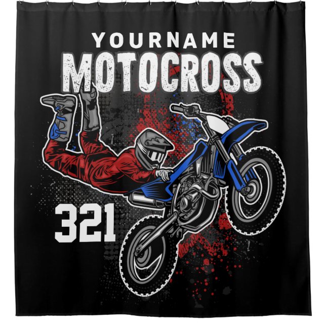 Rideaux De Douche Motocross Motocross Racing FMX Tricks personnalisé (Devant)