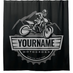Rideaux De Douche Motocross personnalisée Rider Dirt Bike Hill Racin