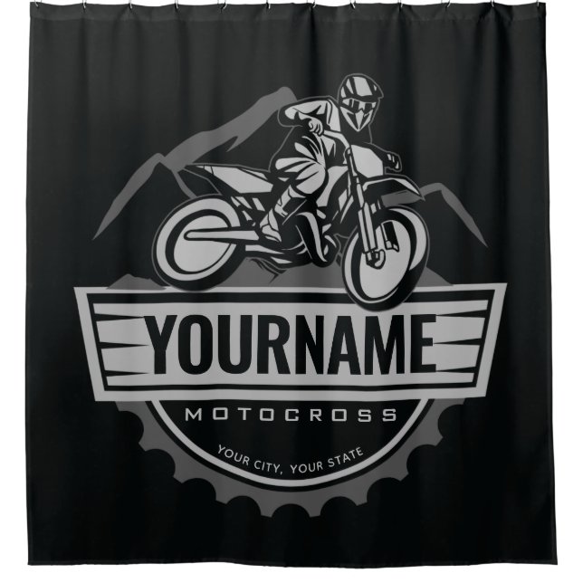 Rideaux De Douche Motocross personnalisée Rider Dirt Bike Hill Racin (Devant)
