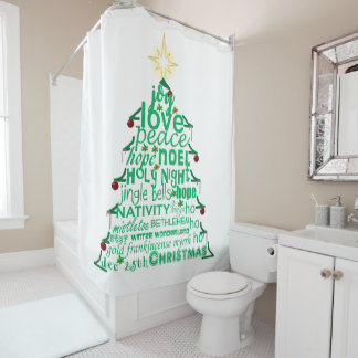 Rideaux De Douche Mots de l'arbre de Noël