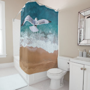 Rideaux De Douche Mouette au-dessus de la mer