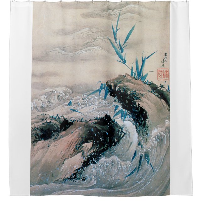 Rideaux De Douche Mountain Stream, Hokusai (Devant)