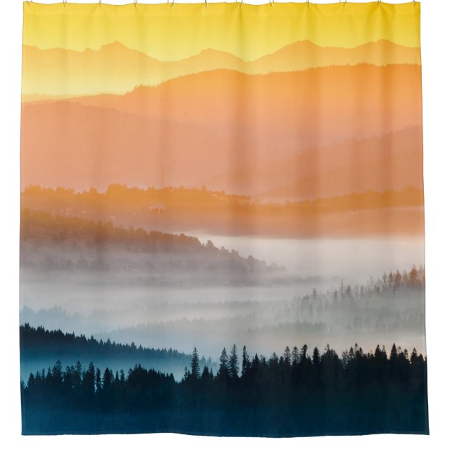 Rideaux De Douche Mountain Sunrise : Paysage époustouflant (Devant)