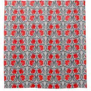 Rideaux De Douche Mouron de William Morris, gris argenté et rouge