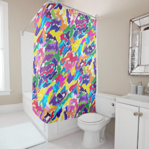 Rideaux De Douche Multicolore lumineux abstrait