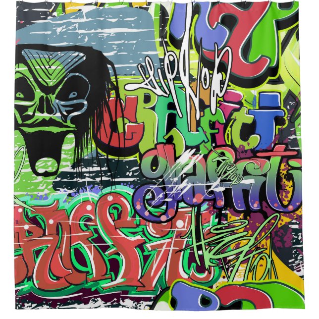 Rideaux De Douche Mur de graffitis : Hip hop urbain (Devant)