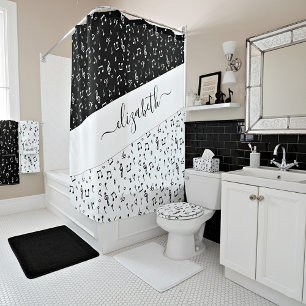 Rideaux De Douche Musical personnalisé noir et blanc