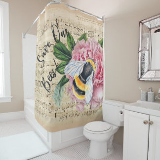 Rideaux De Douche Musique pour la pivoine rose d'abeilles