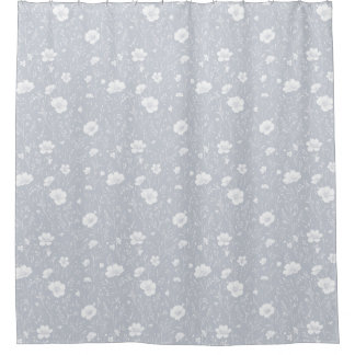 Rideaux De Douche Muted Gray And White Wildflower Pattern