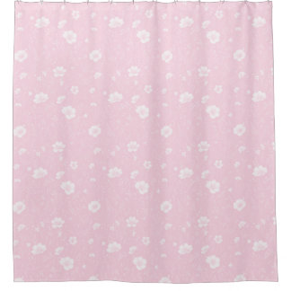 Rideaux De Douche Muted Pink And White Wildflower Pattern