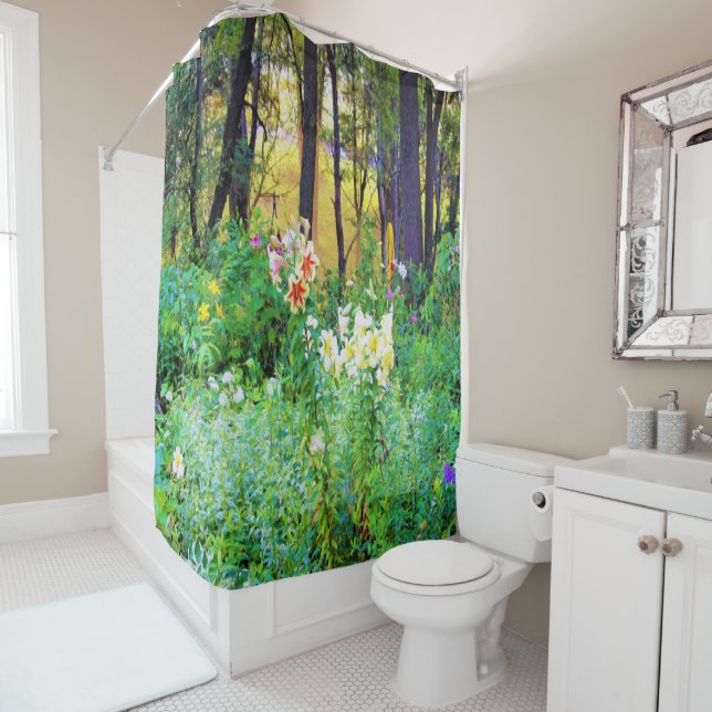 Rideaux De Douche My Rubio Garden Sunrise avec Arbre Lilies (En situation)