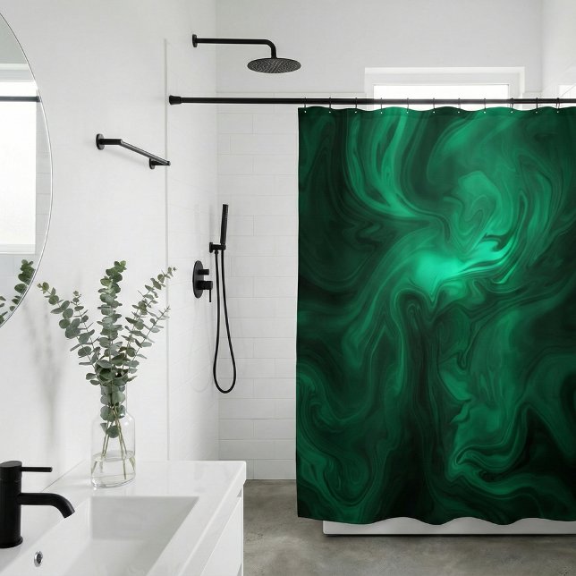 Rideaux De Douche Mystical Emerald Green Swirl Abstract (Créateur téléchargé)