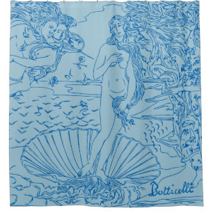 Rideaux De Douche Naissance de Vénus Sandro Botticelli Lignes bleue