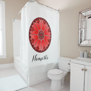 Rideaux De Douche NAMASTE Red Lotus Mandala Nouvel Âge Personnalisé